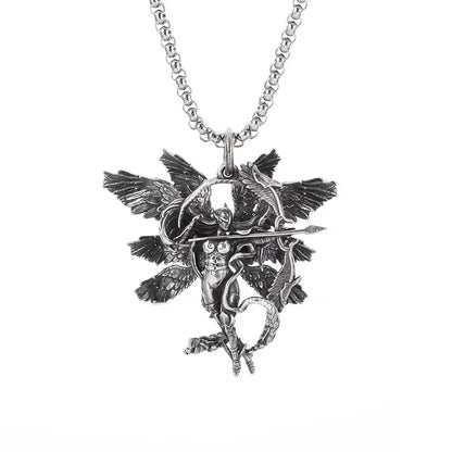 Vintage Silver Angel Wings Pendant Necklace for Men and Women - Statement Punk Street Style Stainless Steel Chain Jewelry