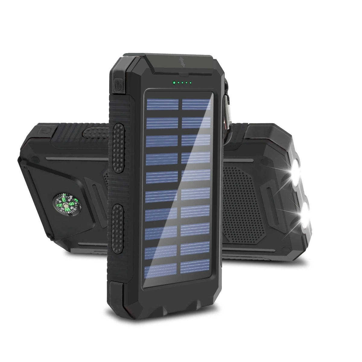 20,000mAh Solar Power Bank - High Capacity Portable Charger with Fast Charging, Built-In Li-Polymer Battery, and LED Light for iPhone and Samsung Devices