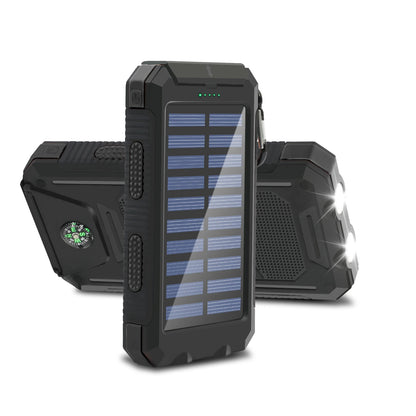 20,000mAh Solar Power Bank - High Capacity Portable Charger with Fast Charging, Built-In Li-Polymer Battery, and LED Light for iPhone and Samsung Devices