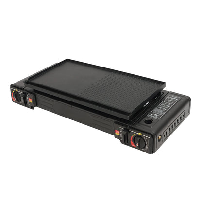 Portable Dual Burner Gas Stove with Piezo Ignition and Carrying Case - 2x2500W High Power LPG/Butane for Camping, Picnics, and Parties