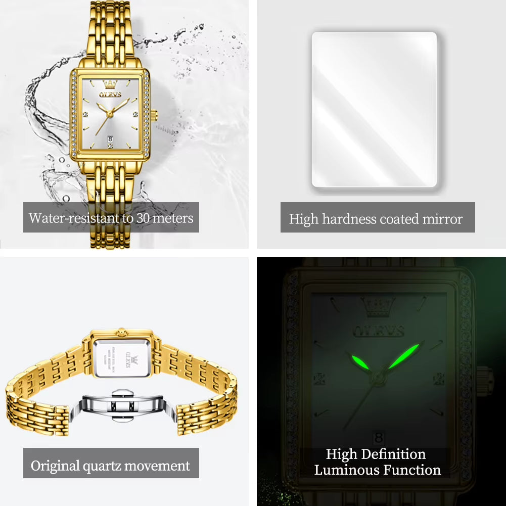 9995 Women'S Watch Luxury Elegant Diamond Watch Classic Original Brand Gold Stainless Steel Waterproof Women Quartz Watch