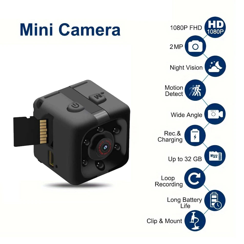 Mini Portable 1080P Full HD Security Camera for Indoor/Outdoor Surveillance with 32GB Card