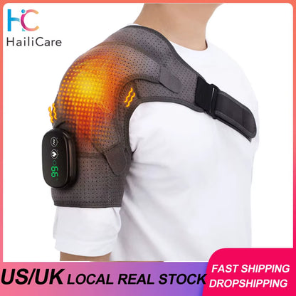 Electric Shoulder /Knee Massager Heating Pad Vibration Massage Support Belt Shoulder /Knee Thermal Brace