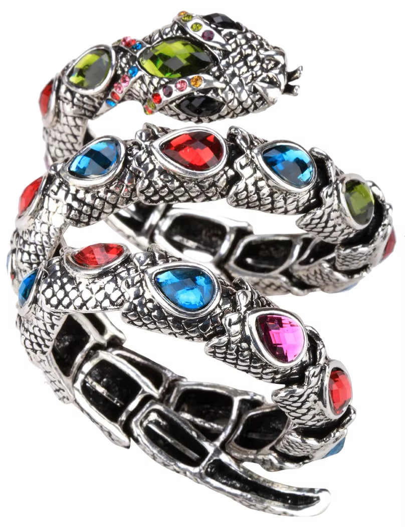 YACQ Stretch Snake Bracelet Armlet Upper Arm Cuff Women Punk Rock Crystal Bangle Jewelry Gold Silver Color Dropshipping A32