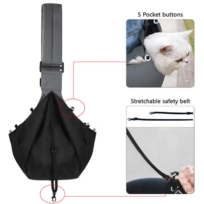 Stylish Pet Sling Carrier Bag for Small Dogs and Cats - Portable Nylon Shoulder Messenger for Outdoor Adventures