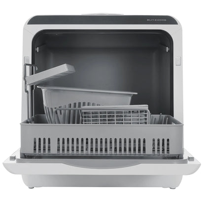 Blitzhome BH-CDW1 Smart Portable Countertop Dishwasher US Plug with APP Control, 4-6 Sets Big Capacity, Dual Water Inlet Modes, 360°Spraying, 75°High Temperature, Five Cleaning Modes, Drying Function