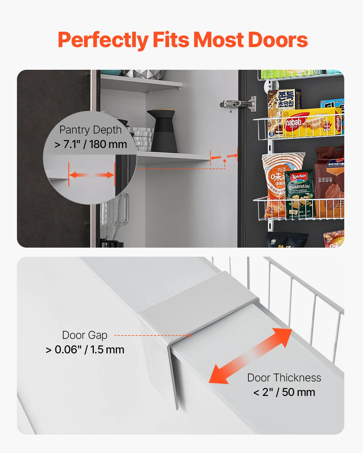 Heavy-Duty Steel Over-the-Door Pantry Organizer with Adjustable Multi-Tier Spice Rack Shelves