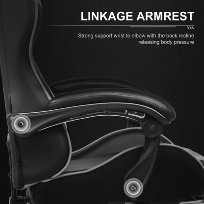 Gaming Chair with Footrest, Lumbar Support, Adjustable Height, Swivel Seat, Headrest for Office or Gaming