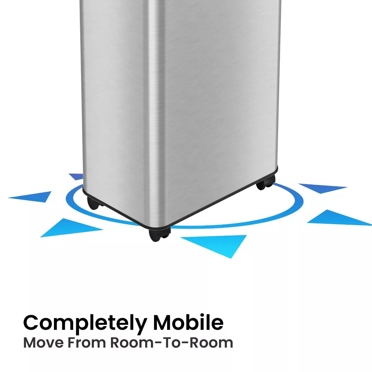 Rectangular Trash Can with Mobility Features and Dual Odor Control Filters