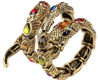 YACQ Stretch Snake Bracelet Armlet Upper Arm Cuff Women Punk Rock Crystal Bangle Jewelry Gold Silver Color Dropshipping A32