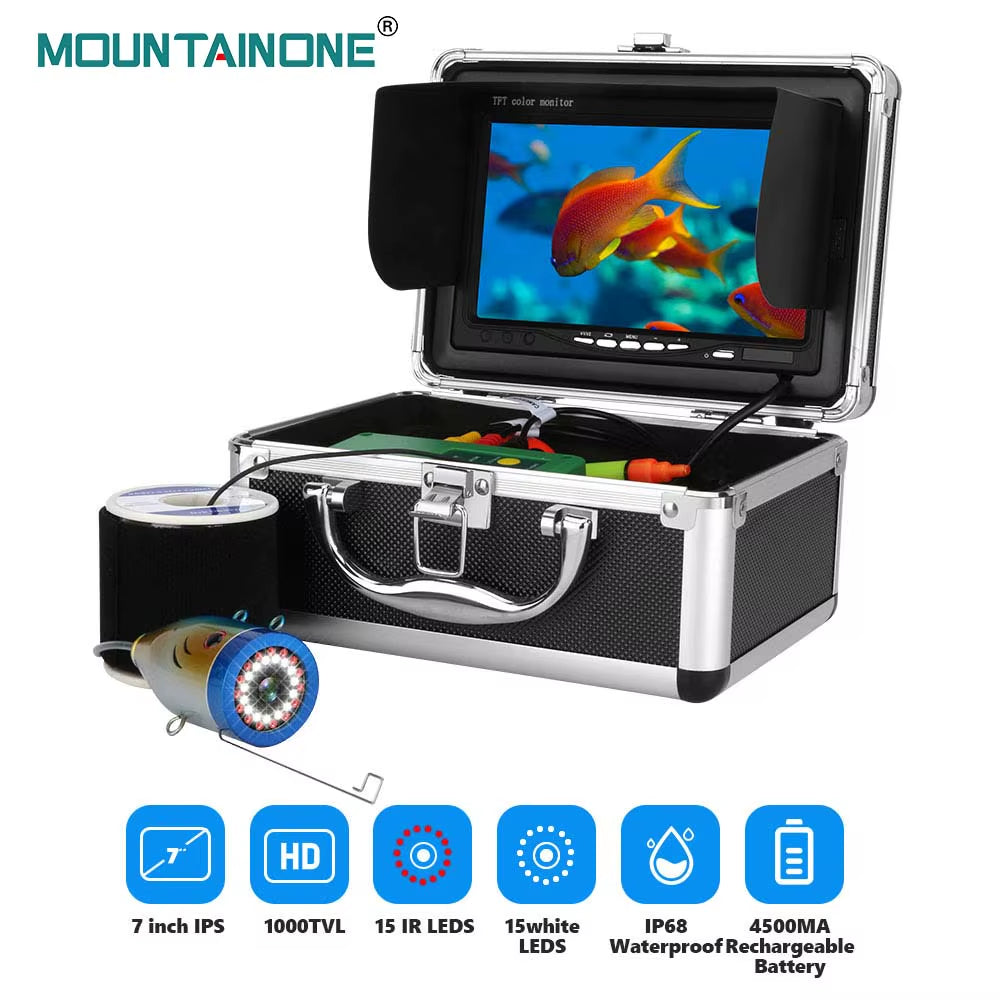Fish Finder Underwater Fishing Camera Double Lamp 30Leds 7Inch 15M  IP68 Waterproof for Ice/Sea/River Fishing Fishfinder