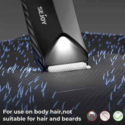 Sejoy Men's Electric Shaver and Ball Trimmer for Groin and Body Hair Grooming with Replaceable Ceramic Blade Heads