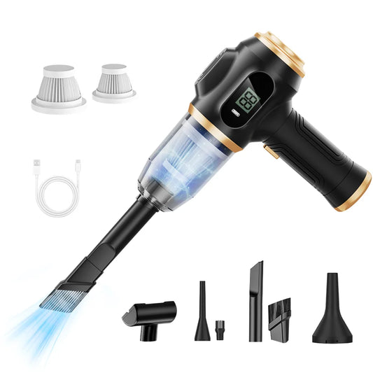 Powerful 2-In-1 Air Duster & Vacuum, Handheld Cordless Cleaner with Digital Display for Electronics Car Home Office