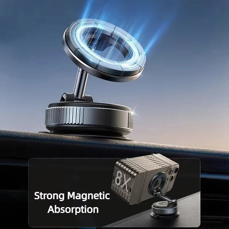 Rotating Magnetic Phone Holder with Vacuum Suction for Car Navigation, Gym, and Kitchen - Universal GPS Streaming Stand
