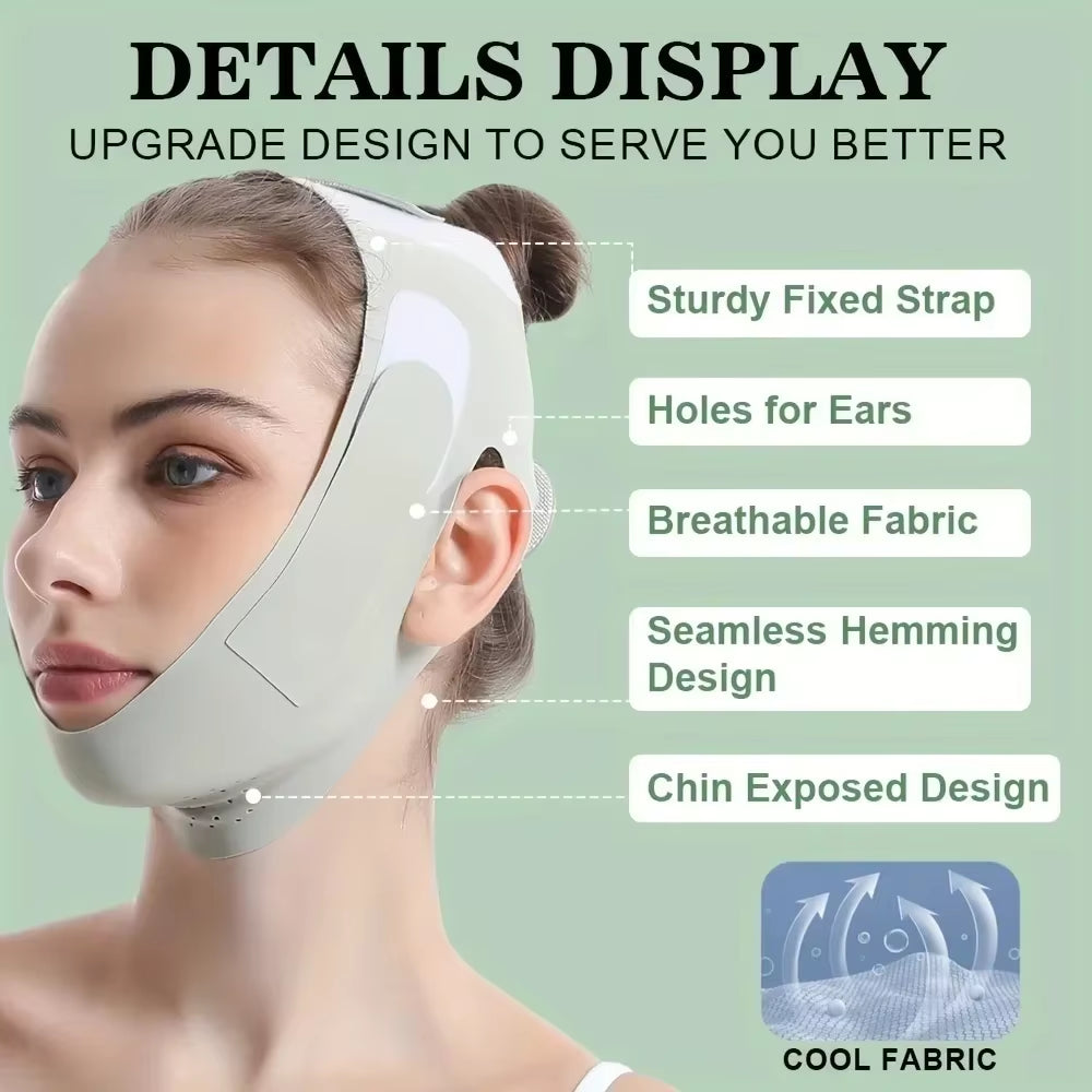 Adjustable V-Shape Facial Lift Band - Breathable and Reusable Double Chin Reducer for Daily Skin Care for Men and Women