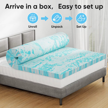 JHK 4-Inch Full Size Gel Memory Foam Mattress Topper - Cooling and Breathable Bed Topper for Enhanced Comfort in School Bedrooms