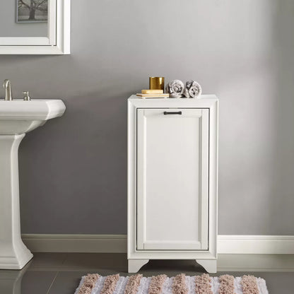 White Linen Hamper Decorative Wall Cabinet