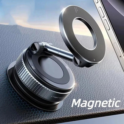 Rotating Magnetic Phone Holder with Vacuum Suction for Car Navigation, Gym, and Kitchen - Universal GPS Streaming Stand