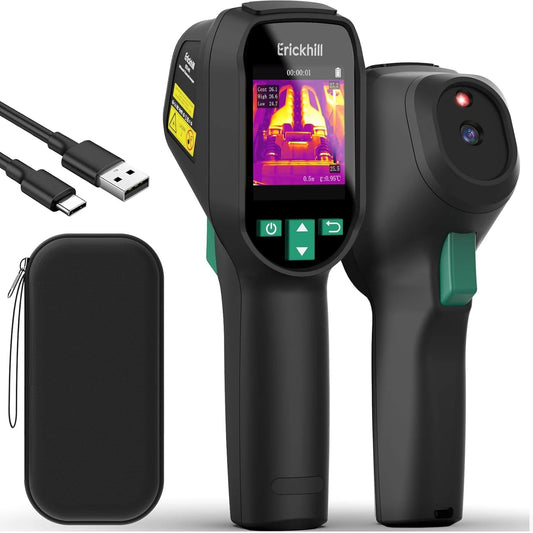 ERICKHILL ETI-01 Thermal Imaging Camera 240 X 240 Resolution 20 Hz Refresh Rate -20°C to 550°C Portable Infrared Device HVAC Inspection Tool Laser Pointer Long Battery Life CE Certified