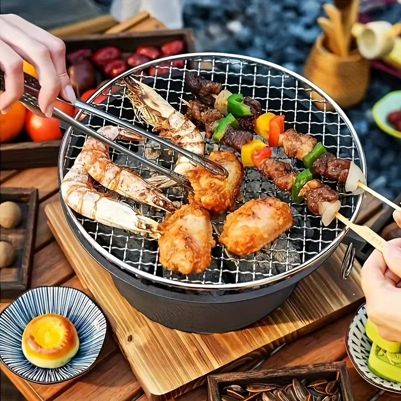 Zoe Cast Iron Outdoor Charcoal and Alcohol Stove for Barbecue, Family Picnics, and Camping - Ideal for Water and Tea Boiling