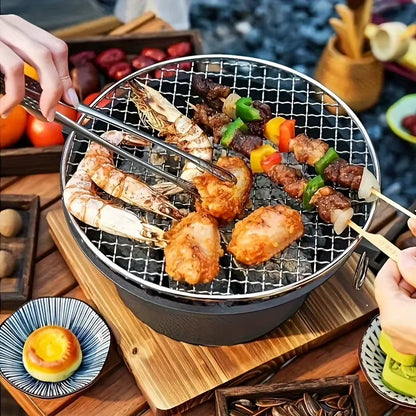 Zoe Cast Iron Outdoor Charcoal and Alcohol Stove for Barbecue, Family Picnics, and Camping - Ideal for Water and Tea Boiling