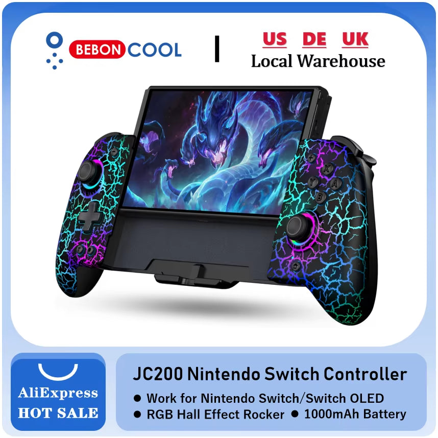 BEBONCOOL JC200 Switch Controller for Nintendo Switch/Switch OLED Joystick Gamepad Built-In 6-Axis Gyro Design Handheld Grip