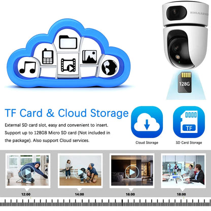 Dual Lens Home Indoor CCTV Surveillance 10X Zoom 4K 8MP Wifi PTZ IP Camera Auto Tracking Security Protection Baby Monitor