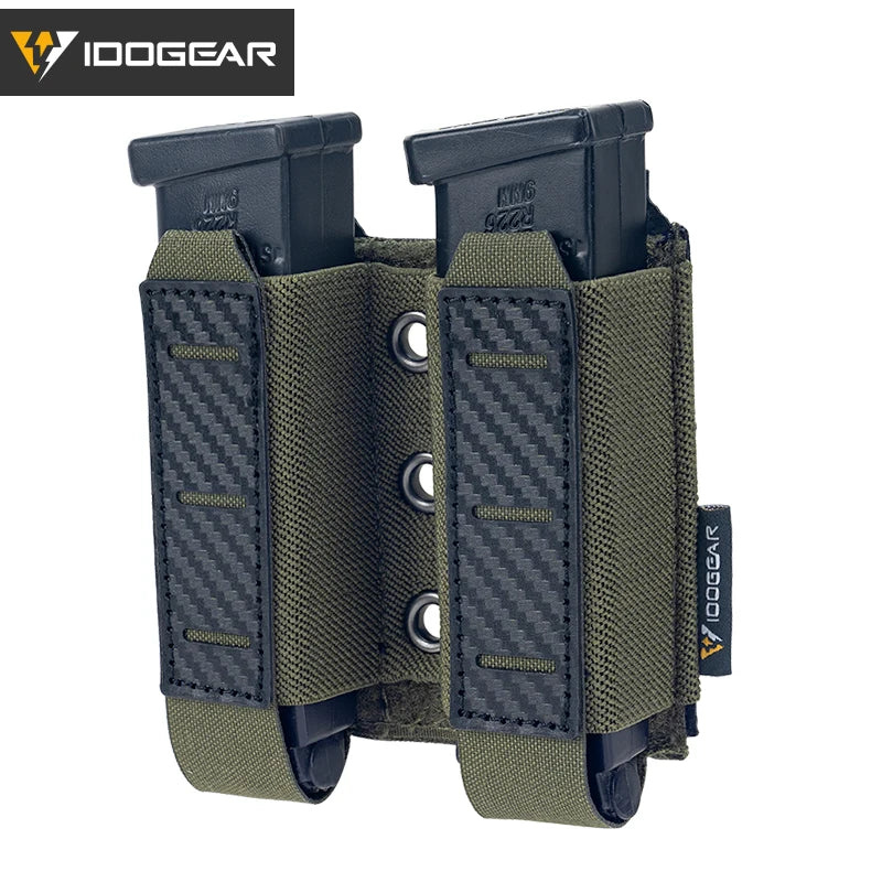 Tactical Mag Pouch 9Mm Double Mag Carrier Carbon Fiber MOLLE Pouch Camo 3590