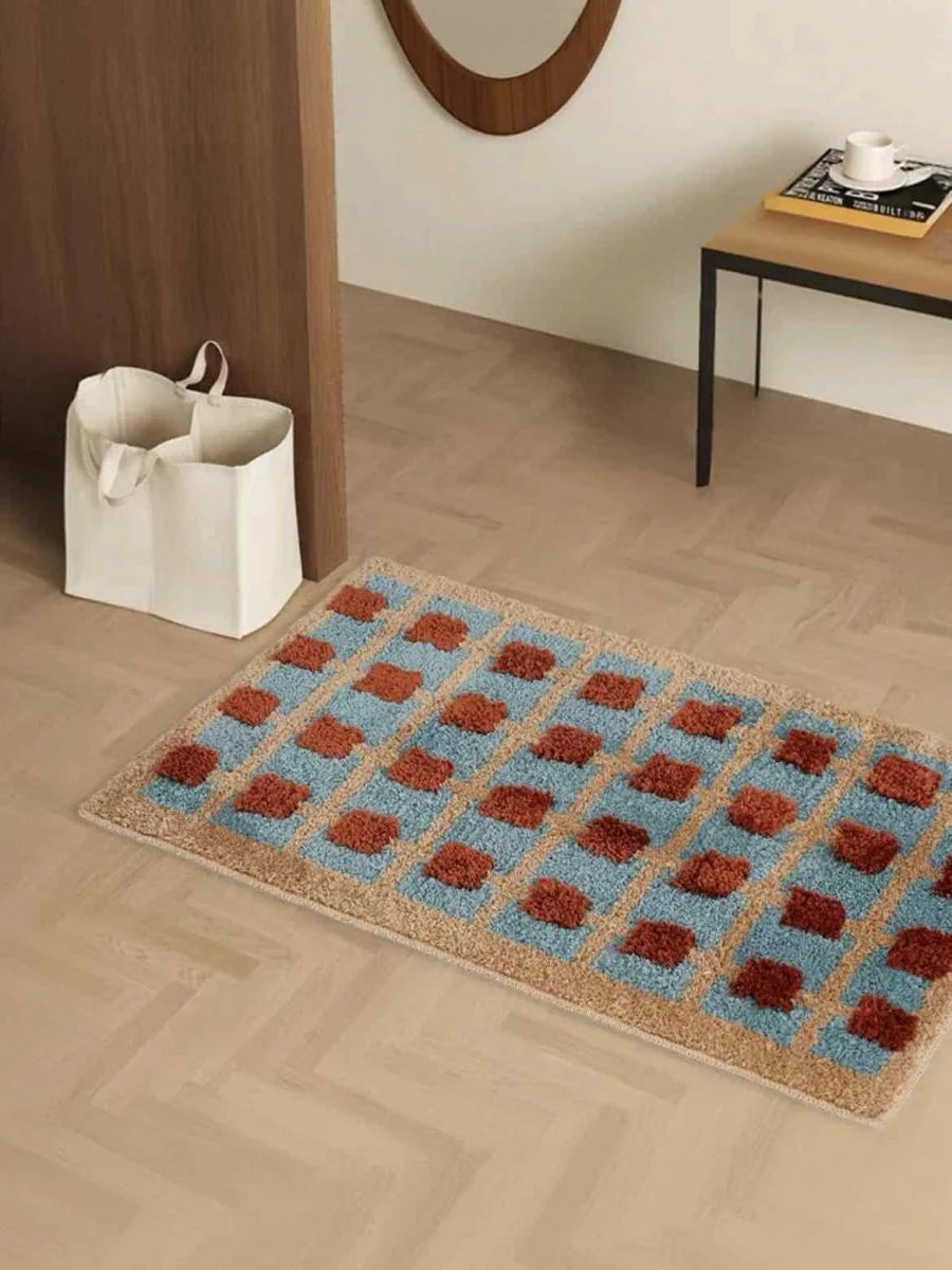Ultra Soft Retro Whimsical Bath Rug, Machine-Washable, Absorbent Mat