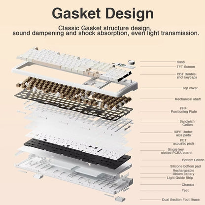 F108Pro Wireless Bluetooth Keyboard Macro Gaming Keyboard Gasket Hot-Swap Full Size Keyboard with TFT Smart Display