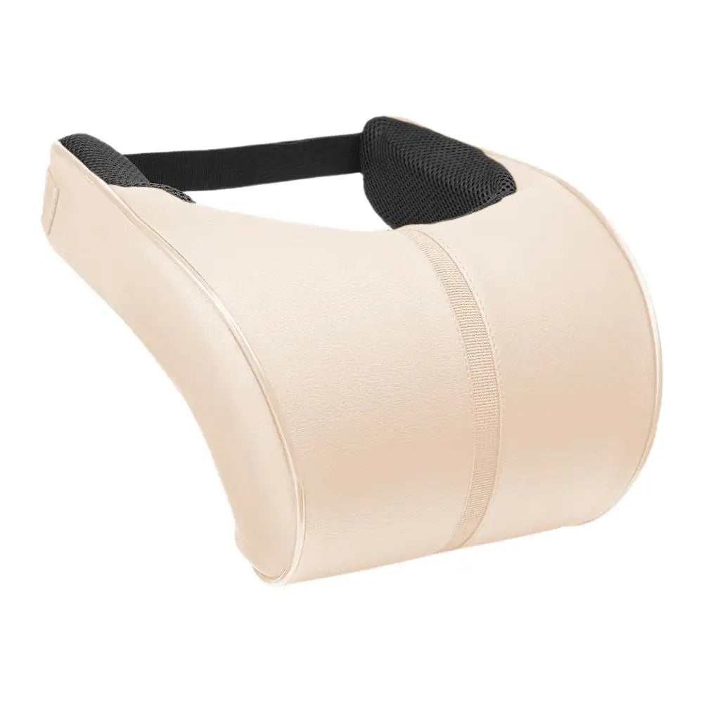 Adjustable Breathable Memory Foam Car Headrest and Neck Pillow with Leather Finish, Includes Car Waist Pad - Automotive Decorative Accessories