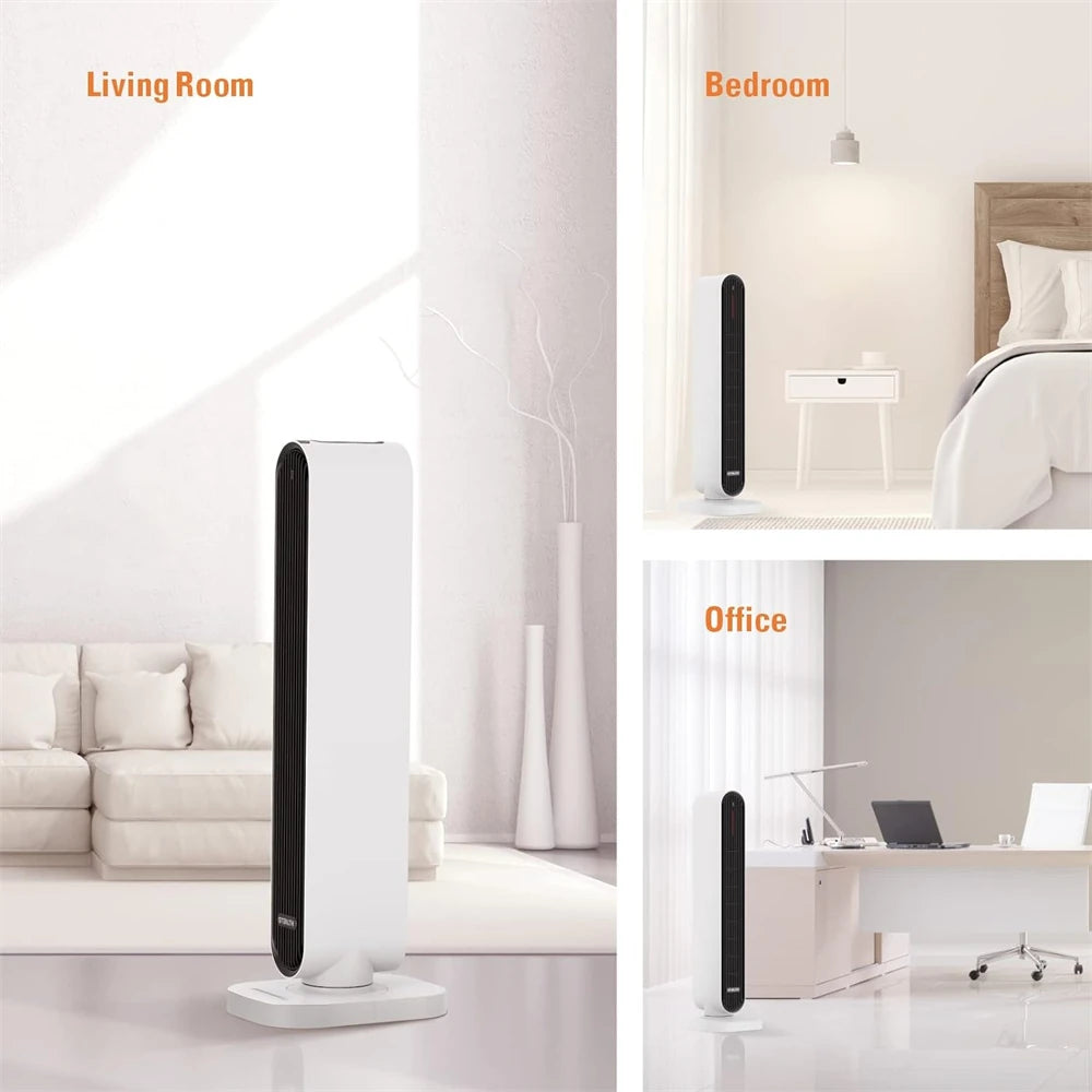  STEALTH 32'' Space Heater, 4 Modes, 6H Timer, Safety Fast - Quiet Heat,Tip-Over Protection, 1500W PTC Ceramic Heater Portable Tower Fan Electric Heater for Bedroom, Office, Indoors JHT100