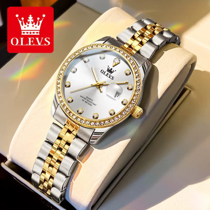 Top Brand Women'S Watches Elegant Simple Original Quartz Watch for Man Diamond Dial Waterproof Luminous Date Wristwatch