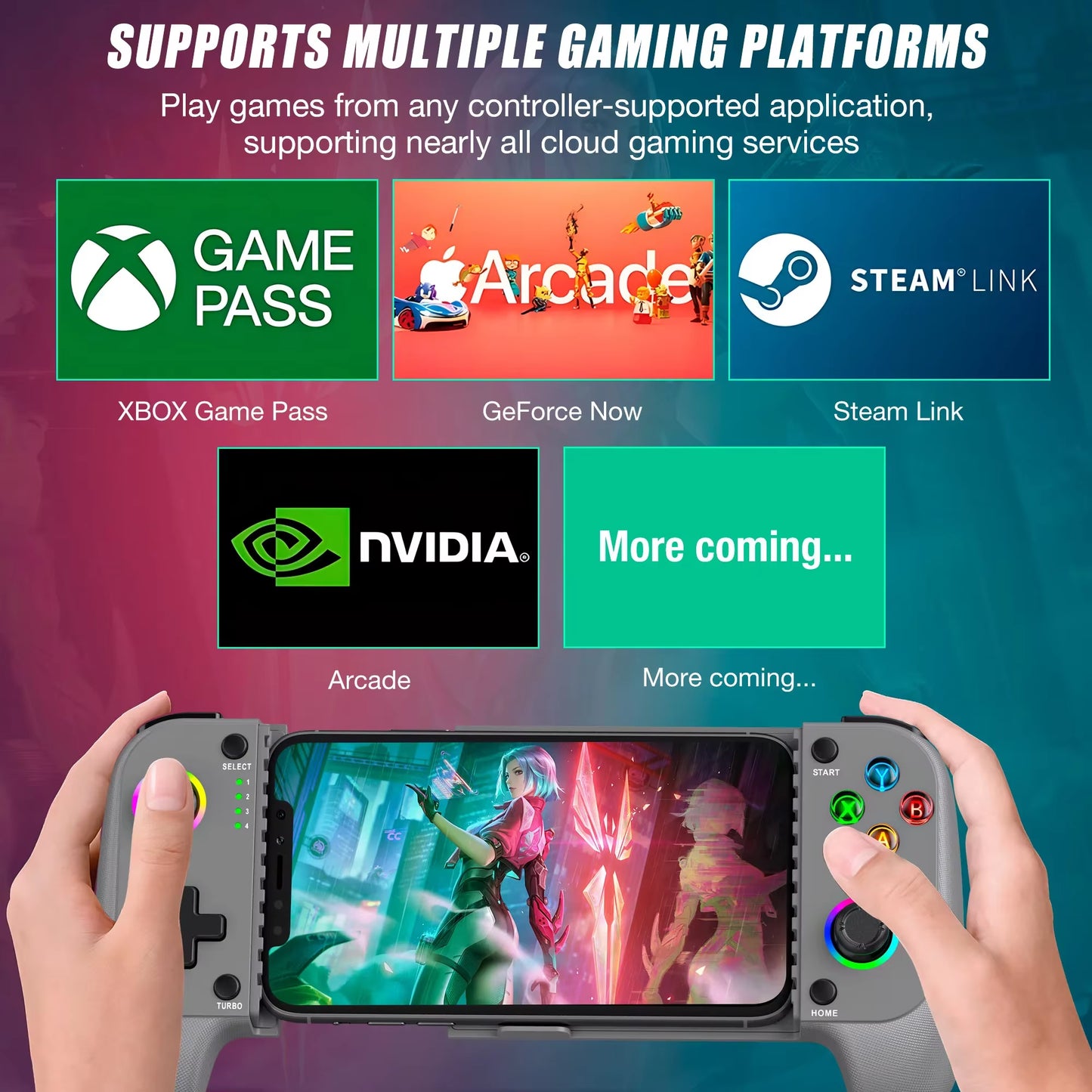 BEBONCOOL MC103 Gamepad Type-C Mobile Phone Controller Hall Effect Stretching Handle Joystick Android Ps Cloud Game Customized