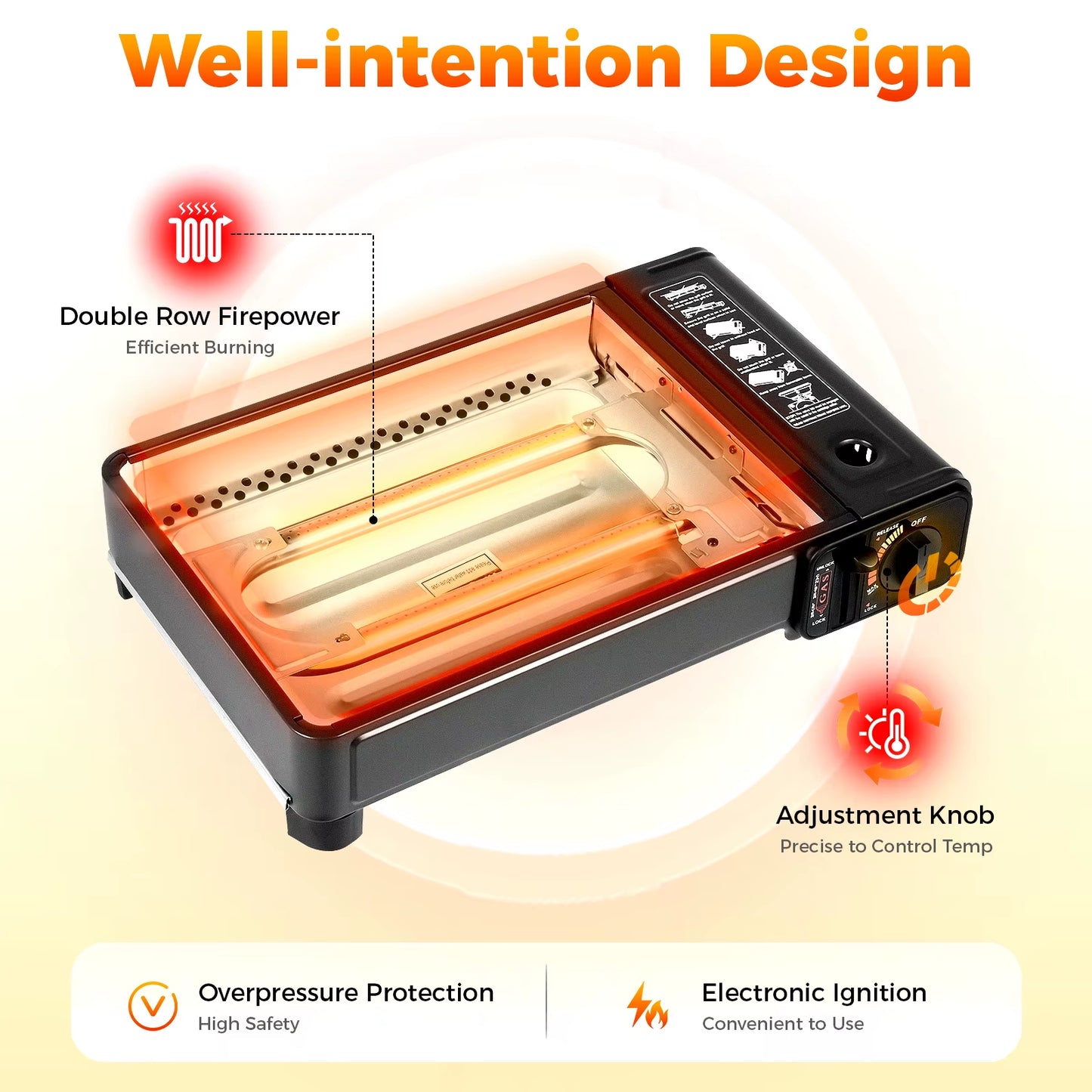 Portable Camping Grill Gas Stove Butane Gas Stove for Camping, Traveling, Trekking 0.25-0.3Mpa 41.5*28*11Cm