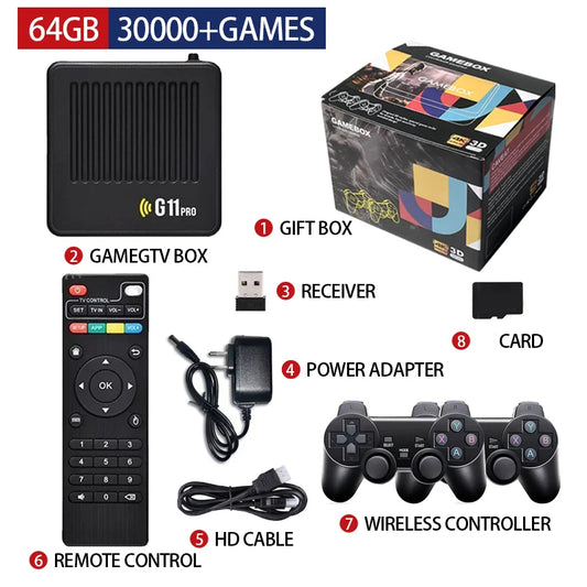 Video Game Console G11 Pro 4K HD 2.4G 256GB Wireless Controller Emuelec4.3 S905X2 Dual System Family Gamebox Built-In 60000 Game