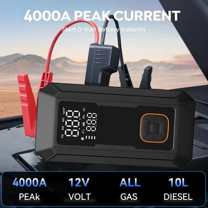 Car Jump Starter with Air Pump Peak 4000A Jump Starter&150Psi Air Compressor, Portable Auto Power Banlk ,Tire Inflator