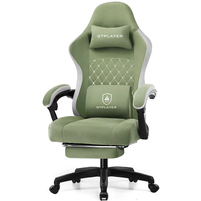Gaming Chair with Pocket Spring Cushion, Linkage Armrests & Footrest, Ergonomic Office Chair with Lumbar Support