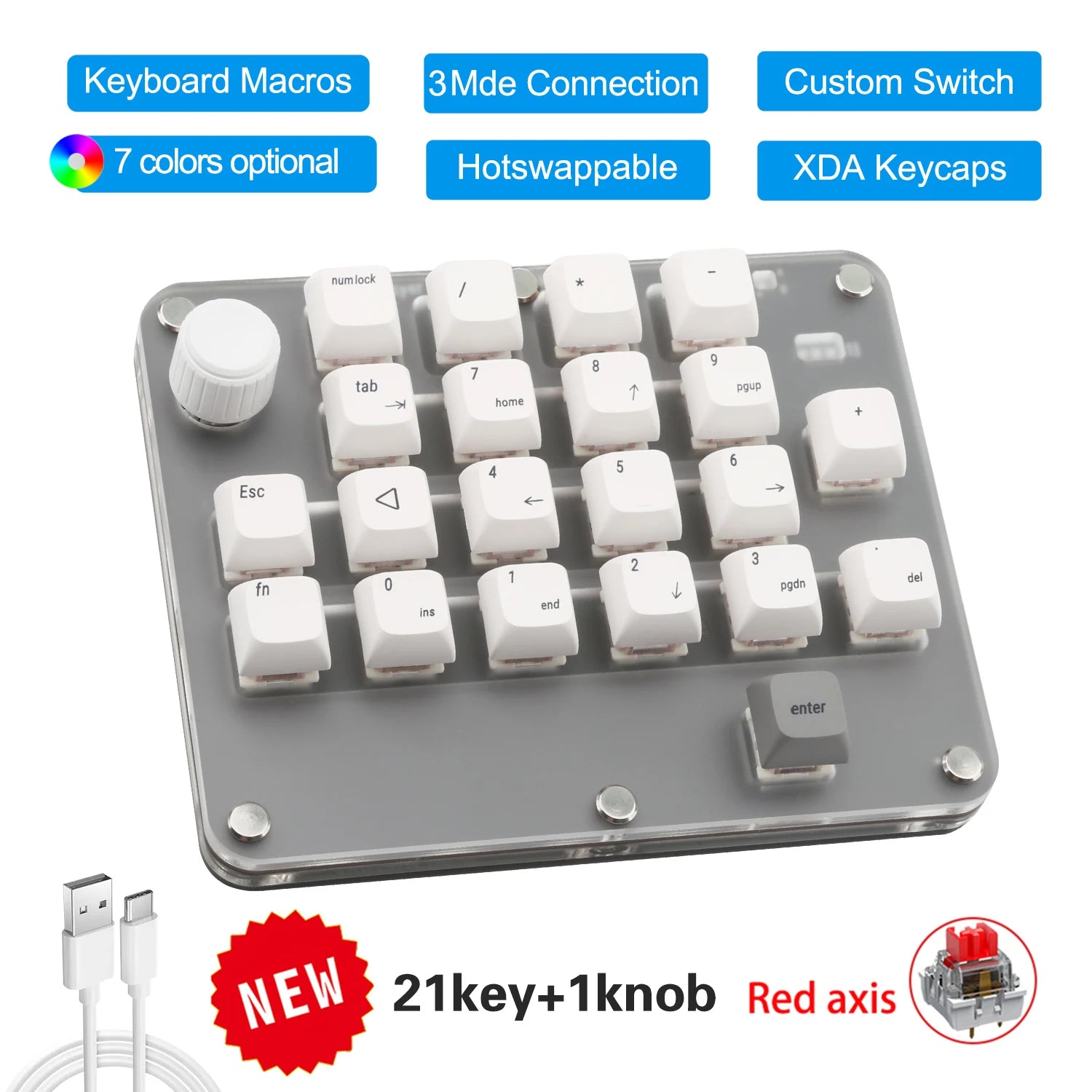 Programming Custom Bluetooth Macro Keyboard RGB Mechanical Keyboard for Mechanical Hotswap Macropad Photoshop Gaming Keypad
