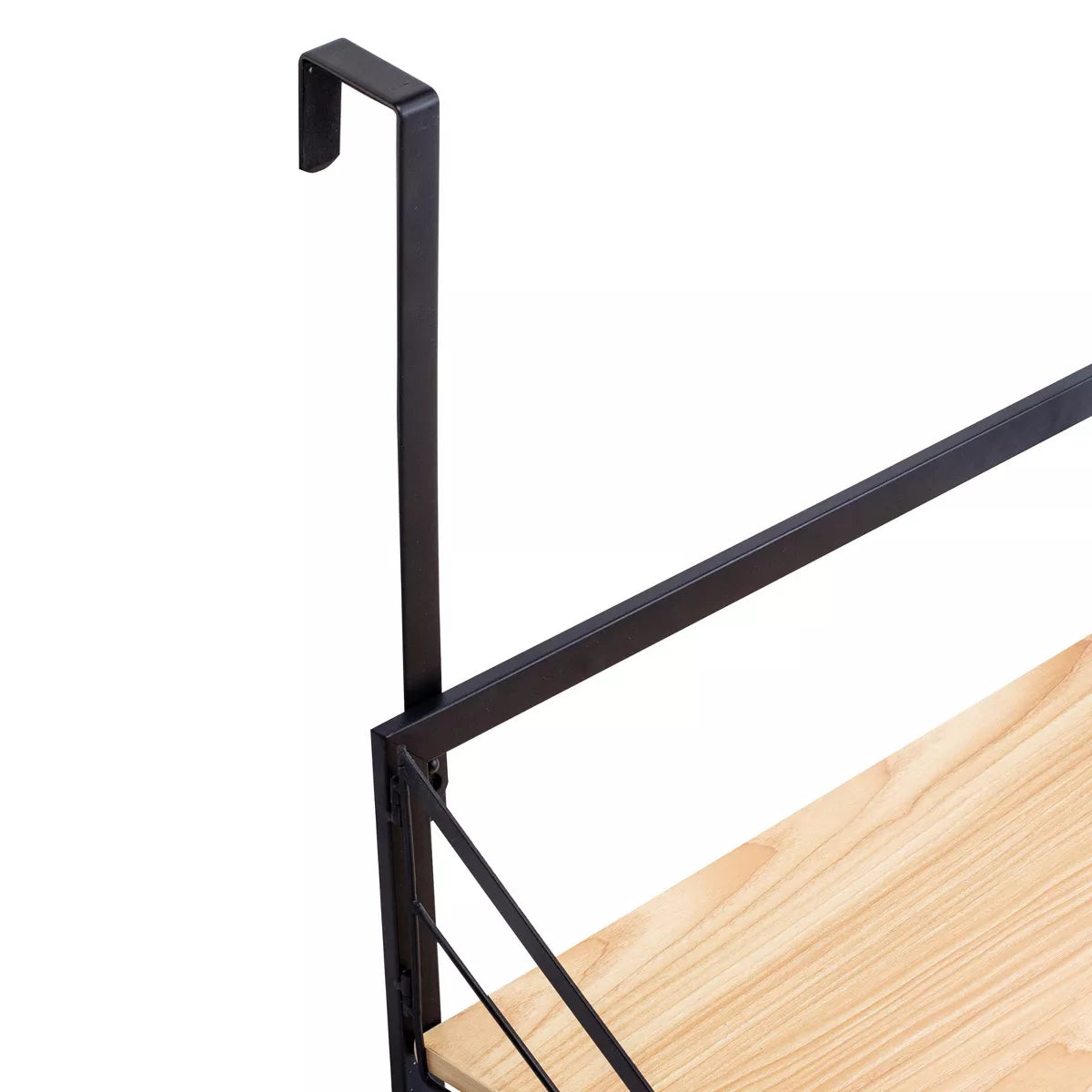 Collapsible Laundry Shelf and Drying Rack Combo in Light Oak, Steel Construction, 65 Lb Capacity