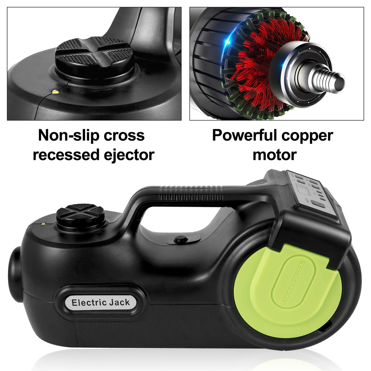 Succebuy 4-in-1 Portable Electric Car Jack with Hydraulic Lift, Impact Wrench, Tire Compressor, and LED Light for Automotive Repair