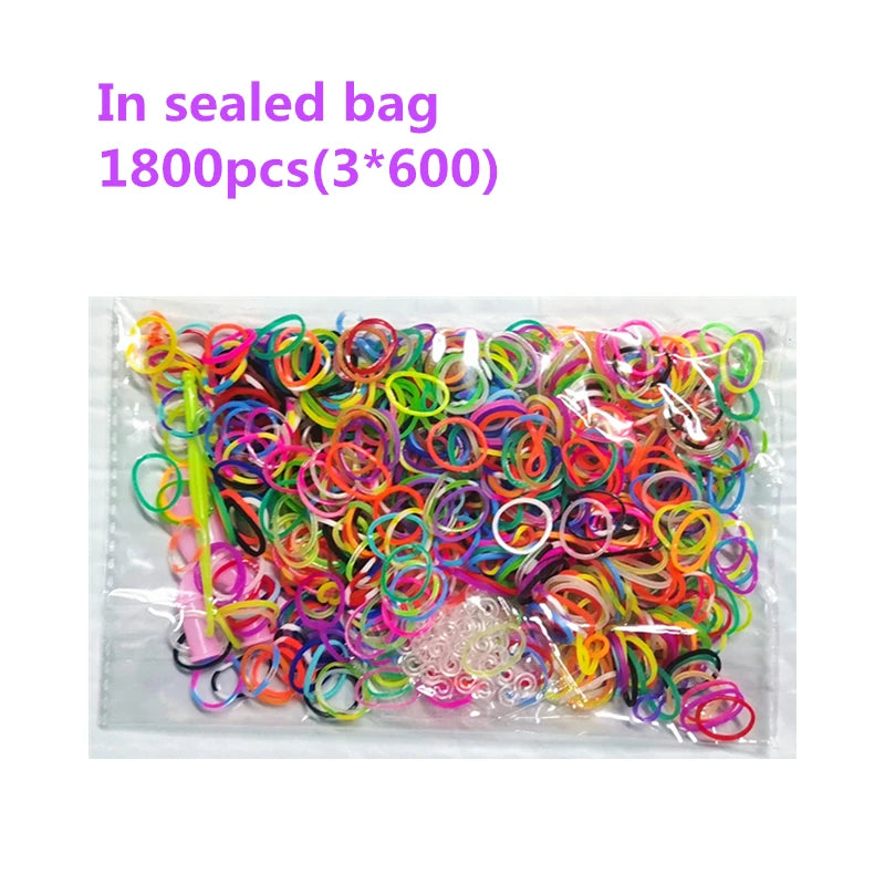 Creative Colorful Loom Bands Set Rainbow Bracelet Making Kit DIY Rubber Band Woven Bracelets Craft Toys for Girls Birthday Gifts