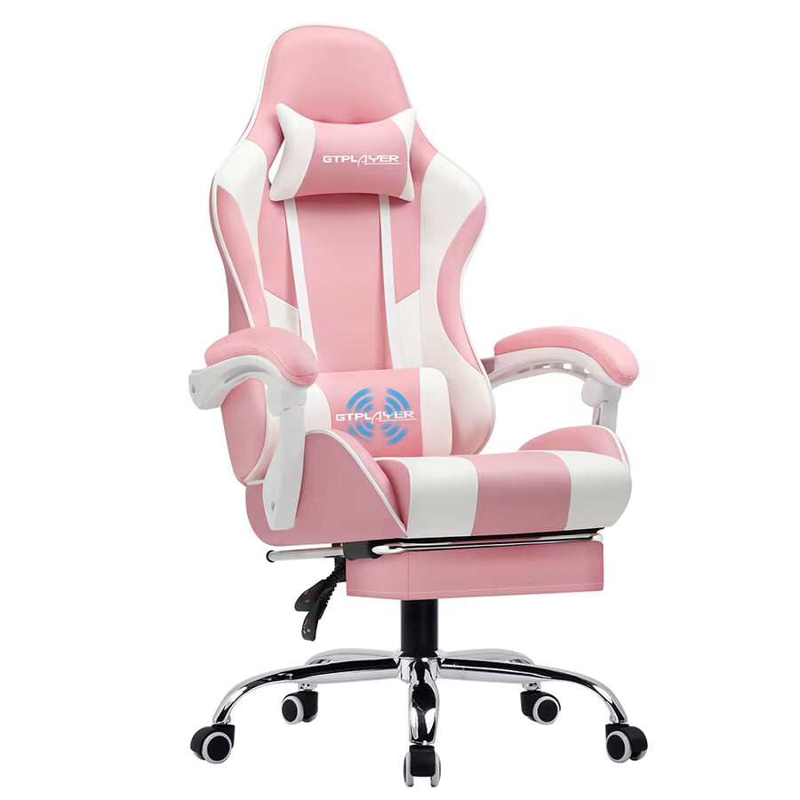 GTPLAYER Ergonomic Gaming Chair with Footrest, Lumbar Support, Adjustable Height, Swivel Seat, and Headrest for Office and Gaming Use