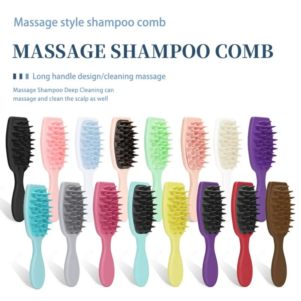 Long Handle Silicone Shampoo Brush for Scalp Massage and Hair Washing