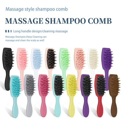Long Handle Silicone Shampoo Brush for Scalp Massage and Hair Washing