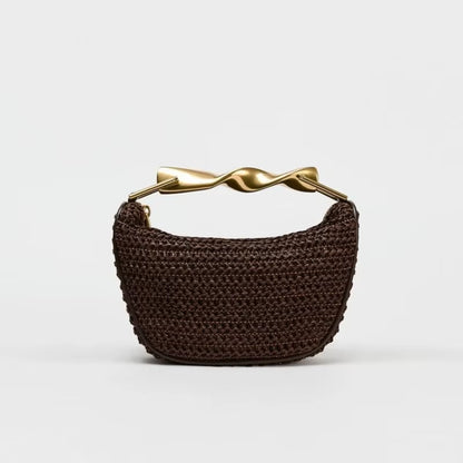 Summer Half-Moon Beach Straw Shoulder Bags Women'S Straw Bucket Bag Purse Woven Straw Handbags Casual Tote Crossbody Bag