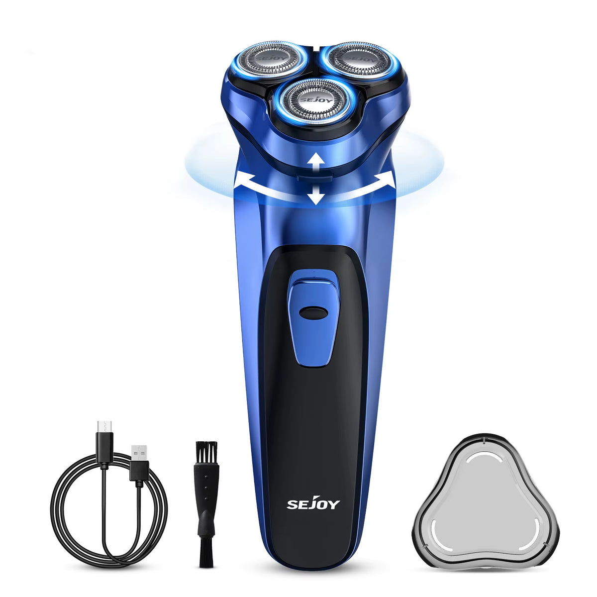 Cordless Electric Razor for Men with Pop-Up Trimmer, Wet/Dry Rotary Shaver, Ideal for Travel, USB Fast Charging