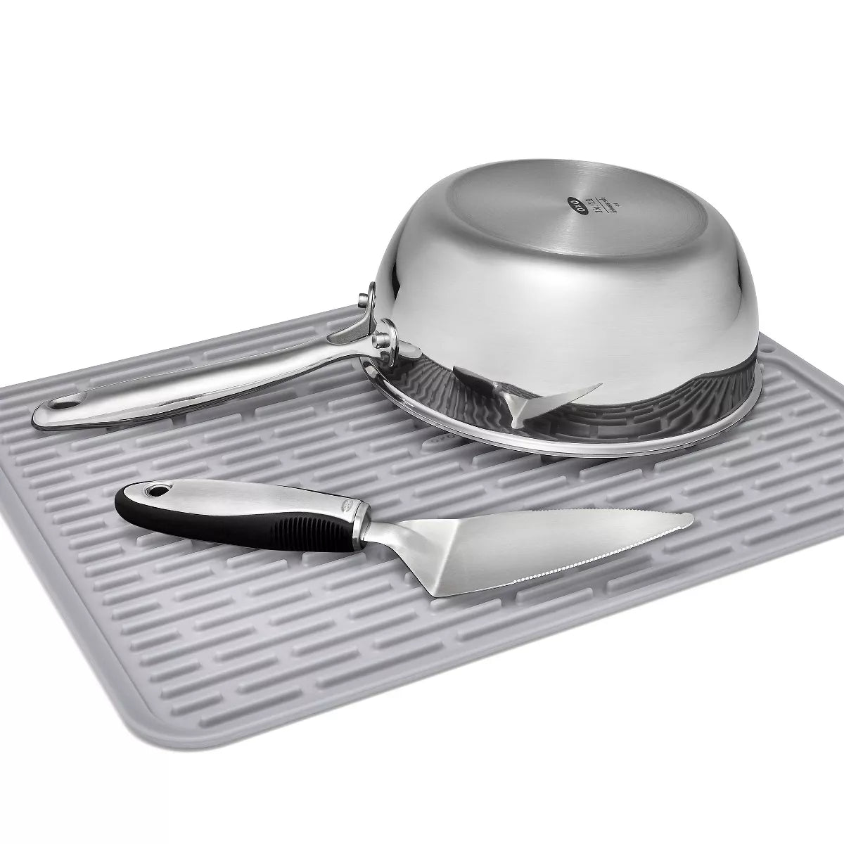Large Gray Silicone Dish Drying Mat - Dishwasher-Safe Drying Rack, 16.9" x 12.5