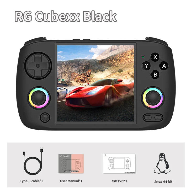 RG Cubexx Retro Handheld Game Console 3.95" IPS 720*720 Screen Linux 64Bit Support Wifi Bluetooth Streaming Video Games
