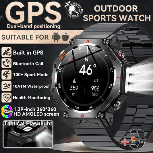 2025 NEW GPS Outdoor Military Sports Watch TR-3 Compass Altimeter Barometric 10ATM Waterproof HD Bluetooth Call Smart Watch